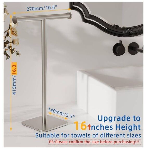 T-Shape Hand Towel Holder Weighted Base Towel Rack, Countertop Towel Holder NEW! - Picture 2 of 9